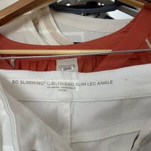 Chico's Cream Girlfriend Slim Leg Ankle Pants